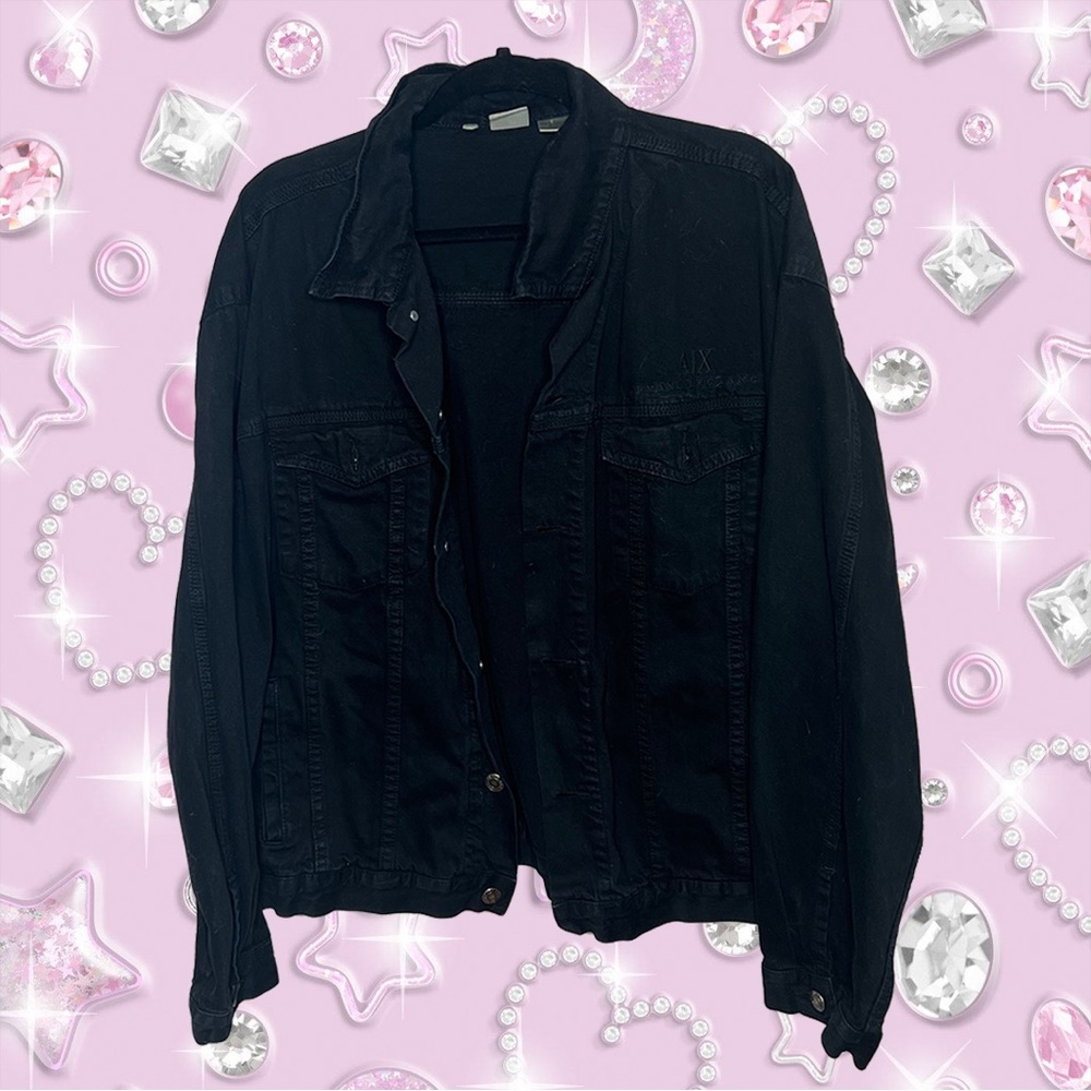Armani Exchange Unisex Size XL Black Denim Jean Cotton Jacket